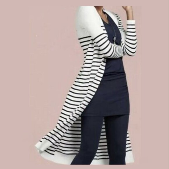 CAbi Sweaters - CABI / S / Women Victory Knit Nautical Stripe Open Front Duster Cardigan Sweater
